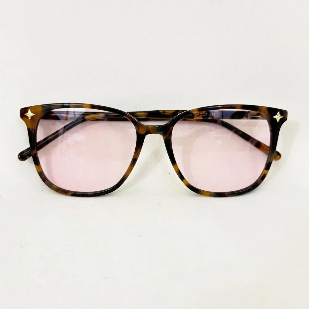 FIRMOO Judy162 Tortoise Brown Oversized M Glasses Pink Light Fashion Tint Non-RX